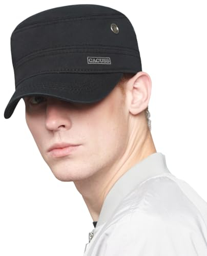CACUSS Herren Baumwolle Vintage Army Kappe Cadet Hat Military Flat Top Verstellbare Baseballmütze Sommer Trucker Hut