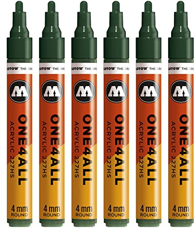 Molotow One4All 227HS Acryl Marker (4,0 mm Strichstärke, hochdeckend und permanent, UV-beständig, für fast alle Untergründe) 6 Stück Farbe 145 future green