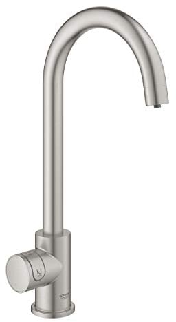 GROHE Blue Home Mono- Starter Kit (Mono Armatur mit Filterfunktion, 3 gefilterte und gekühlte Wasserarten, Filterkopf mit flexibler Wasserhärteeinstellung), supersteel, 31498DC1