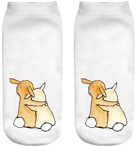Lustige Socken Sneaker Halbsocken Strümpfe Sportsocken Füßlinge mit Motiv 3D Weihnachten Ferien Seasons Lutscher süßer Bunnies love [001]