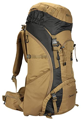 Mountain Warehouse Carrion 80L Rucksack - Padded Airmesh Back Daypack with Ladder Lock & Lots of Pockets - All Season Camping, Hiking, Outdoors & Trekking Khaki ONE