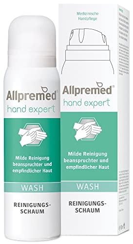 Allpremed hand expert WASH Reinigungsschaum - Handseife zur Reinigung von stark beanspruchten Händen, Waschgel für empfindliche und trockene Hände - 100 ml