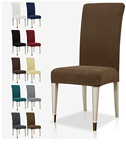 MAXIJIN Stretch Stuhlhusse 4er Set Jacquard Husse Abnehmbare Stuhlbezug für das Esszimmer Elastische Moderne Stuhlschutz Dekoration für Bankette Hochzeitsfest (Braun,4)