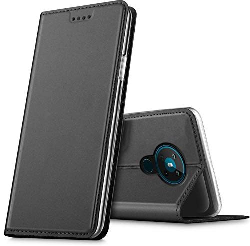 Verco Handyhülle für Nokia 5.3, Premium Handy Flip Cover für Nokia 5.3 Hülle [integr. Magnet] Book Case PU Leder Tasche, Schwarz
