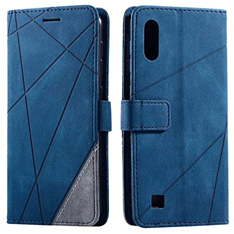 SONWO Hülle für Samsung Galaxy M10 / Galaxy A10, Premium Leder PU Handyhülle Flip Case Wallet Silikon Bumper Schutzhülle Klapphülle für Galaxy M10 / Galaxy A10, Blau