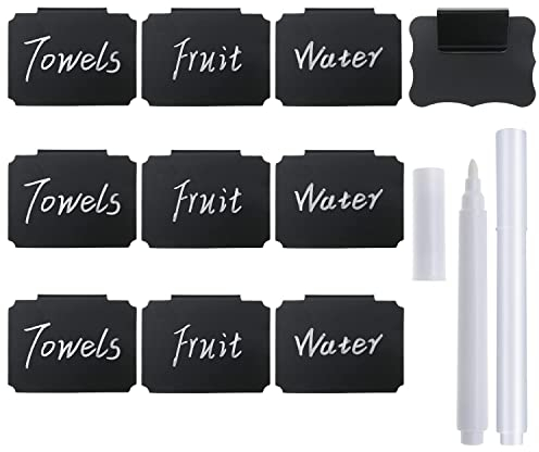 Plastic Basket Bin Label Clip on Removable Basket Label Kitchen Pantry Basket Label Clip with White Chalk Markers for Storage Bin Basket Box Hanging Bin Clip Label (10)