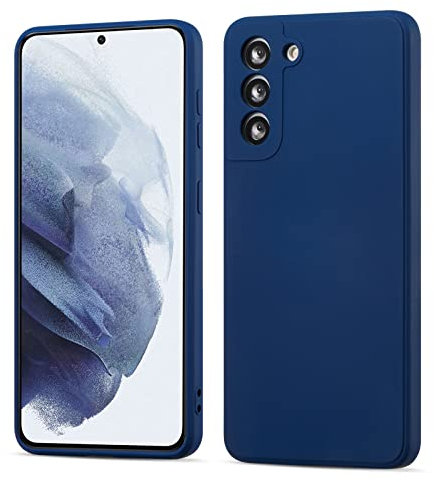 UEEBAI Coque Silicone avec Samsung Galaxy S21 5G, Antichoc Extrême Mat Toucher Doux Confortable Antirayures Dos Rigide Coque Guardian (Niveau Militaire Protection) - Bleu Marine