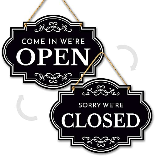Open Closed Signs for Business – 28,9 x 20,3 cm Dibond doppelseitiges Schild mit Seil – Business Open and Closed Schild für Tür, Fenster
