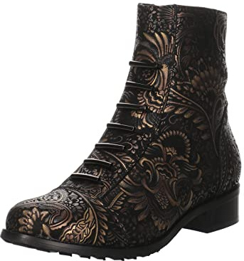 Simen 4168A SCHWARZ/BRAUN Damen Stiefelette Leder schwarz schwarz