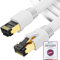 HB-DIGITAL 3m Câble Ethernet CAT 8 Cordon de brassage - Certifié GHMT - Cable Réseau AWG 24 S/FTP LSZH 40Gbps 2000MHz cuivre pur avec connecteurs RJ45 dorés pour Switch Routeur Modem PC - Blanc