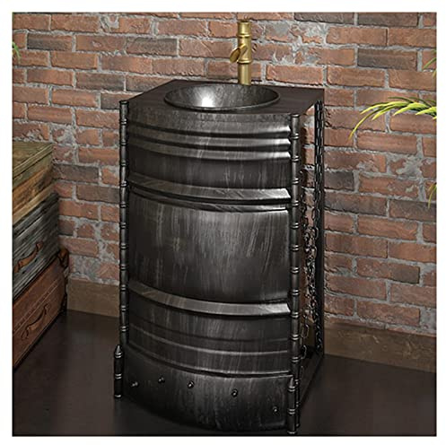 Armoire de lavabo Moderne avec Robinet et évacuation Meuble de Salle de Bain sur Pied de Style Industriel Meuble de Salle de Bain de Style Industriel 20,8 x 17,7 x 32,2 po, Bronze, avec Miroir (Arge
