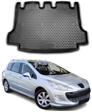 OMAC Kofferraumwanne für Peugeot 308 2022-2024 TPE Schwarz | Kofferraummatte, Laderaumwanne, Allwetter, fahrzeugspezifisches Produkt, Antirutsch, 3D-Passform, wasserdicht