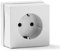 CABLEPELADO Base Enchufe Superficie | Enchufe con TT | Toma de Corriente Superficie | Base Enchufe Bipolar | 55 x 55 mm | Porta contactos en Porcelana | Protección Infantil | 16A | 250V | Blanco