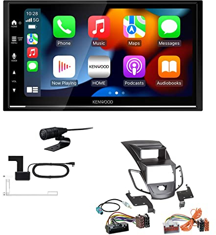 Kenwood DMX7722DABS 2-DIN Autoradio kompatibel mit WiFi Apple CarPlay Android Auto Bluetooth DAB+ USB passend für Ford Fiesta 2008-2013 schwarz mit Display