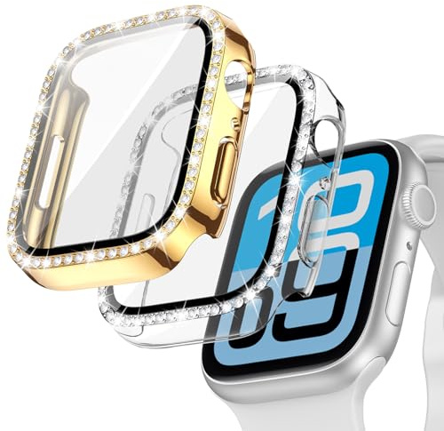 Goton 2-Pack Bling Case for Apple Watch Series 6/5/4, SE 3/2/1 40mm | Sparkly Rhinestone Case with Screen Protector, Shockproof, Responsive Touch & Precise Cutouts, Bumper Face Cover for Women
