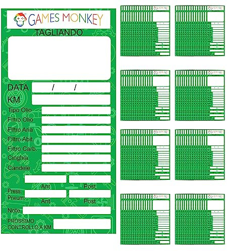 GamesMonkey® - Aufkleber für Autoreifen – 9 x 5 cm – wasserdicht – Wartung Motorschild für Bremsölwechsel Zündkerzen Filter Reifen Fahrzeug (100 Stück, grün)
