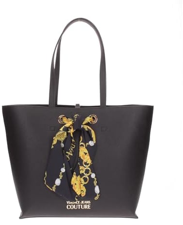Versace Borsa Jeans Couture shopper foulard chain print 75VA4BAD ZS467 899 black