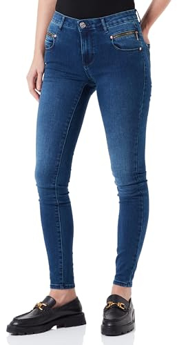 ONLY Women's Onlroyal Reg Doub Zip Skinny DNM EXT Jeans, Dark Denim Blue, S / 34L