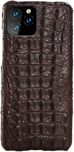 DAVNO Echtlederhülle, Krokodilhaut, Premium-Leder-Brieftaschen-Schutzhülle für iPhone 11Pro (Farbe: Braun, Größe: Rückgrat)