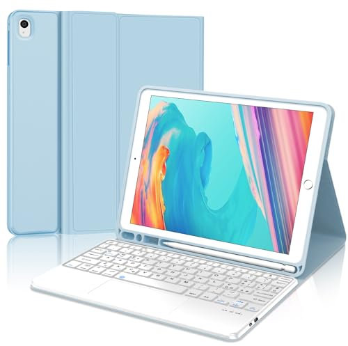 KVAGO Tastiera Italiano per iPad 10,2 9a/8a/7a Generazione con Tastiera Touchpad, iPad 10,2 2021/2020/2019/iPad Air 3/iPad Pro 10,5, Tastiera Wireless Layout Italiano Magnetica, Azzurro