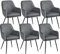 Yaheetech Esszimmerstühle 6er Set Küchenstühle, Polsterstühle mit Armlehnen Metallbeine, Seesel aus Samtstoff für Arbeitszimmer/Wohnzimmer, Dunkelgrau