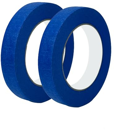 Qrity 2 Roll Masking Tape 10mm x 50m Adhesive Tape Professional Masking Tape for Painting, Decorating, DIY Office, Arts, Crafts, Blue ﻿