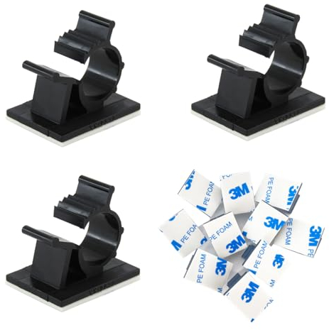 60 Stück Verstellbare Kabelhalter Selbstklebend für Kabelmanagement Kabelclips Kabelbinder-Schnalle in Haushalten, Büros, Fabriken Usw., Kabelschellen Schwarz
