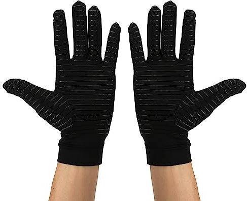 Gigicial Arthritis-Handschuhe, Mit Kupfer Angereicherte Fingerlose Kompressionshandschuhe gegen Handschmerzen Und Linderung von Muskelschmerzen Für Frauen Und Männer(M)