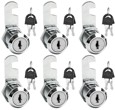 6-teiliges Nockenschloss, Sicherheitsschloss, 16 mm, Schrank-Nockenschloss, Tür, Schublade, Aktenschrank, Post, Briefkasten, Haushaltsmöbel, Spind, 2 Schlüssel