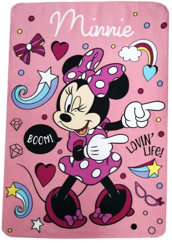 Theonoi Kuscheldecke Mikrofaserdecke Kinder Fleecedecke Decke Wohndecke Fleece kuschelig weich –Geschenk (Minnie Bunt)