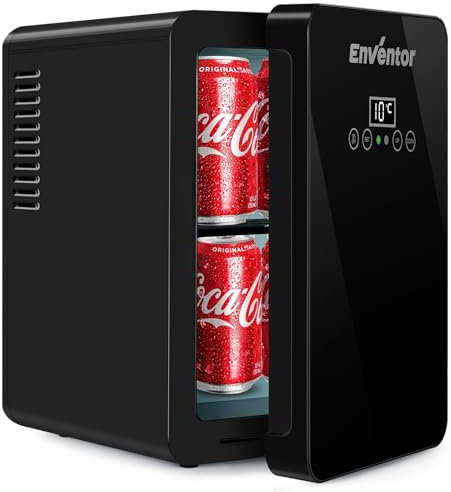 Enventor Mini Fridge 6 Litre, 8 Can Mini Fridges for Bedrooms, AC+12V DC Power Cooler & Warmer, LCD Customize Temperature Control, Portable Small Fridge for Car, Travel, Home, Skincare, Drinks, Fruit