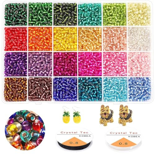 3360 Stück 4mm Perlen zum Auffädeln Perlen Set kleine Glasperlen Rocailles Perlen Bastelperlen Schmuckperlen, Pony Perlen für DIY Armbänder Halsketten Schmuck Basteln Schmuckherstellung