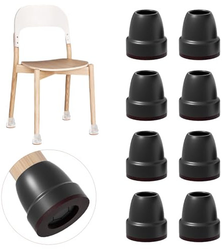 Ezprotekt 8 Stück Stuhlbeinabdeckungen, Ø16-20mm Schutzkappen Für Stuhlbeine mit Filz kleine Schwarz Silikon Bodenschoner mit umwickelten Filz Gummi Stuhlbeinkappen Möbelfüße