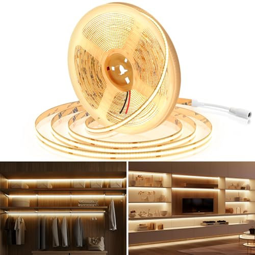 LQYLXR 24 V COB LED Strip,10M 324LED/M 3000K Warmweiss LED Streifen, Flexible CRI 90+ LED Lichtband für Unterschrank Schlafzimmer Küche Büro DIY Beleuchtung Projekte