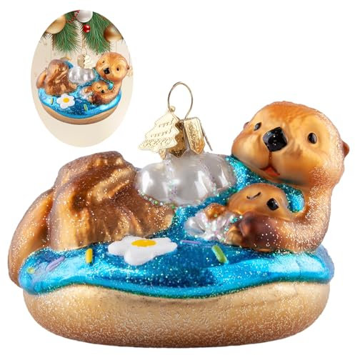 HZYC Weihnachtsbaum Ornamente, handgemachte geblasene Glas Ornamente, Sea Otter Sammlung hängende Ornamente, Glas Weihnachtsdekorationen für Tierliebhaber Holiday Party