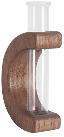 Auto-Vasen-Entlüftungsclip, Kleiner Blumenvasen-Clip aus Glas mit Retro-C-Holzständer, Pflanzenhalter, Kunst-Kühlschrankmagnet, Holzvase für Auto-Entlüftungsdekoration (1Stk)