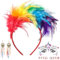 Regenbogen Haarreif, Bunte Feder Haarschmuck Haarbänder, Regenbogen Kostüm Damen, Karneval Party Kopfschmuck Haarband Hochzeit Kopfbedeckung, Papagei Kostüm Haarband Kopfschmuck Fascinator Stirnbänder