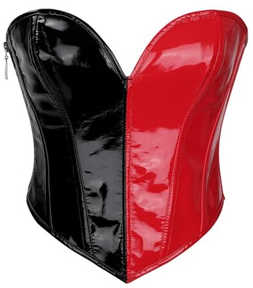 WERFORU Leder Korsett für Damen Kunstleder Corsage Trägerloses Korsett Top Reißverschluss Bustier Weste