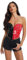 WERFORU Leder Korsett für Damen Kunstleder Corsage Trägerloses Korsett Top Reißverschluss Bustier Weste schwarz/rot