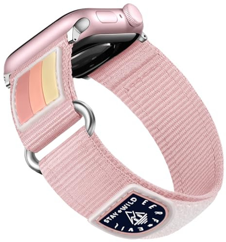 Bandletic Nylon Cinturini Compatible with Cinturino Apple Watch 42mm 44mm 45mm 49mm 46mm, Regolabile Morbido Sport Band for iWatch SE/iWatch Series 10 9 8 7 6 5 4 Ultra/Ultra 2 per Donne Uomini, Rosa