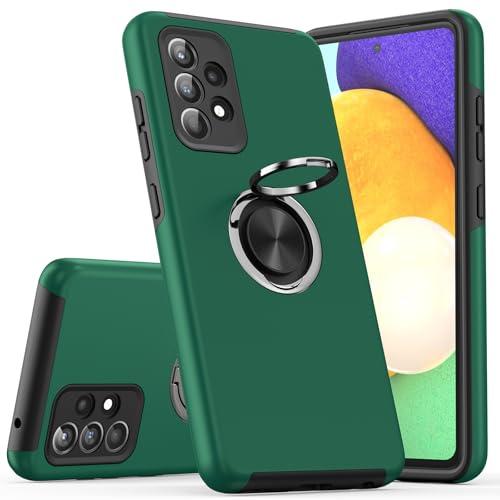 KRAFTCARE Hülle für Samsung Galaxy A52S 5G/A52 4G/5G, Handyhülle mit Eingebetteter 360° Grad Ring, Magnetische Schutzhülle TPU Stoßfest Cover Case für Samsung A52 - Dunkelgrün