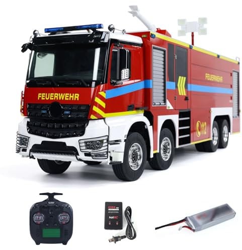 wheelfun 1/14 RC Fire Fighting Truck 8x4 RTR Electric Fire Car Light Sound Metal Chassis