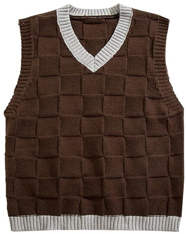 SRZYMJ Pullunder Herren Ärmellos Sport Warm Strick Wolle Ärmellose Weste Short Einfarbig Pullover Sweater Weich Business Winter Tanktops Lässig Strickweste 70er Braun Strickwesten Strickweste M
