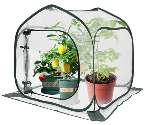 Mini invernadero para interiores y exteriores, transparente, plegable, grande, 80 x 80 x 80 cm, protección para invierno, con cremallera, cubierta de plantas, para verduras, flores, hierbas, plántulas