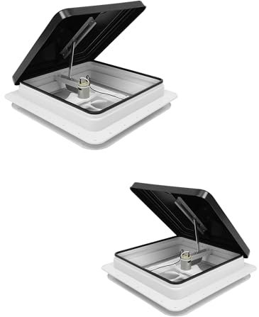 2 Stück Dachluke Wohnwagen 42x42 cm Dachluke Fliegengitter Dachfenster Camper Wohnmobil Dachhaube Fenster mit Fahmen