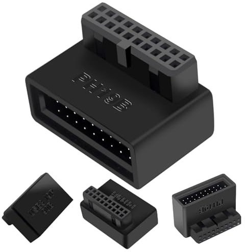 Adaptador de placa base USB - Conector en ángulo USB 3.0 | Adaptador de cabezal interno de 19 pines para placa base | Conector USB C en el panel frontal para placas base de escritorio | Adaptador USBd