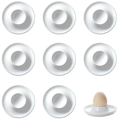Eierbecher Weiß,8 Stück Eierbecher Set, Plastik,Eierständer mit Ablage,Frühstück Eierhalter Set, Porzellan, Lustig,für Das Frühstücksei Küche Esszimmer