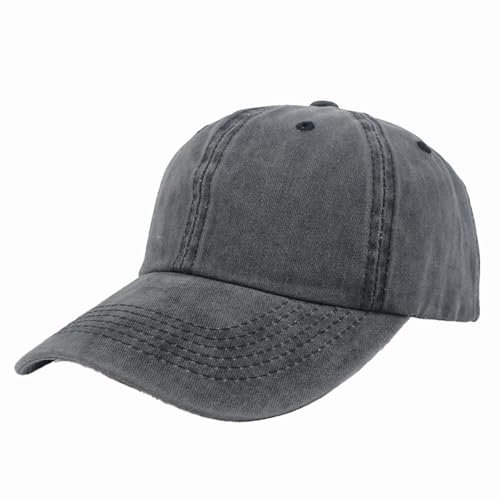 ATSNOSH Baseball Cap für Herren Damen, Erwachsenen Baseballkappe, Baumwolle Sonnenmütze, Vintage, Verstellbar, Sport Mütze (DE/NL/SE/PL, Alphanumerisch, Einheitsgröße, Dunkelgrau)