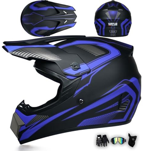 Offroad-Motorradhelm Herren ATV Motocross-Helm Integralhelm Dirt Bike MX-Helme Unisex-Erwachsene Motorradhelm Mit Schutzbrille, Handschuhen Und Maske,N-S