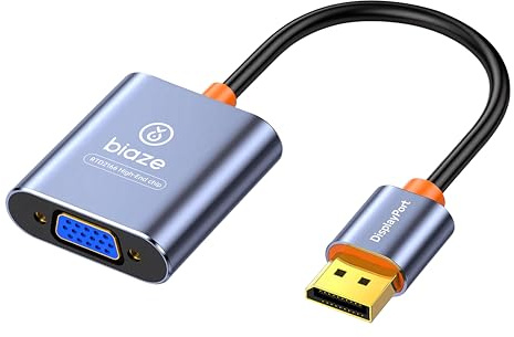 biaze ZH277 DP zu VGA-Adapter, DisplayPort-zu-VGA-Konverter für PC, Laptop, Monitor und Projektor, unterstützt 1920 x 1080 60hz Full HD-Video, Plug-and-Play